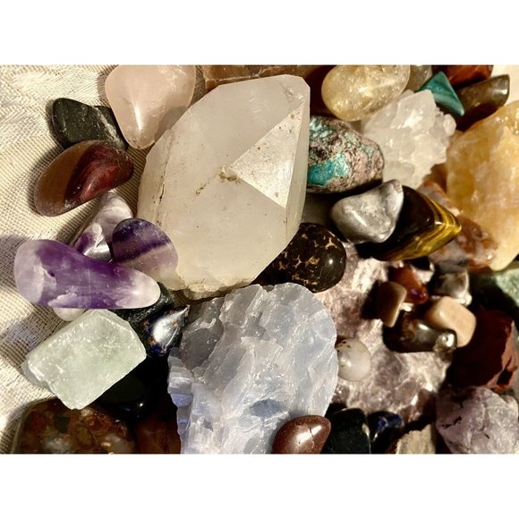 Combo Raw And Tumbled Authentic Minerals Crystals Over Three Pounds - Picture 4 of 12
